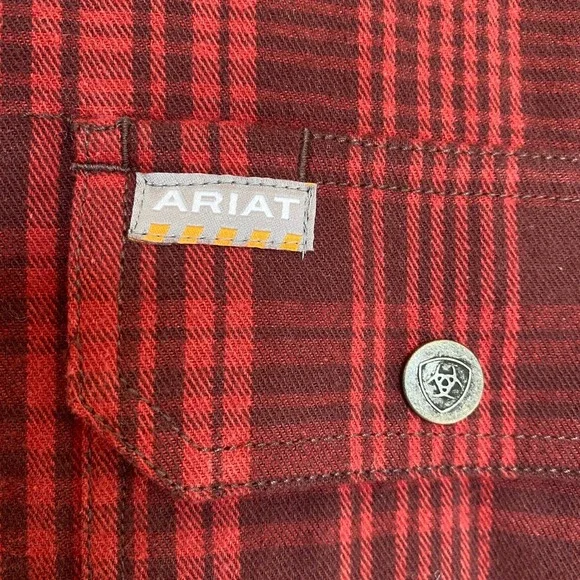 Ariat Rebar Flannel Hooded Shacket Shirt Jacket Women XL Rosewood Plaid NWT - Picture 7 of 14